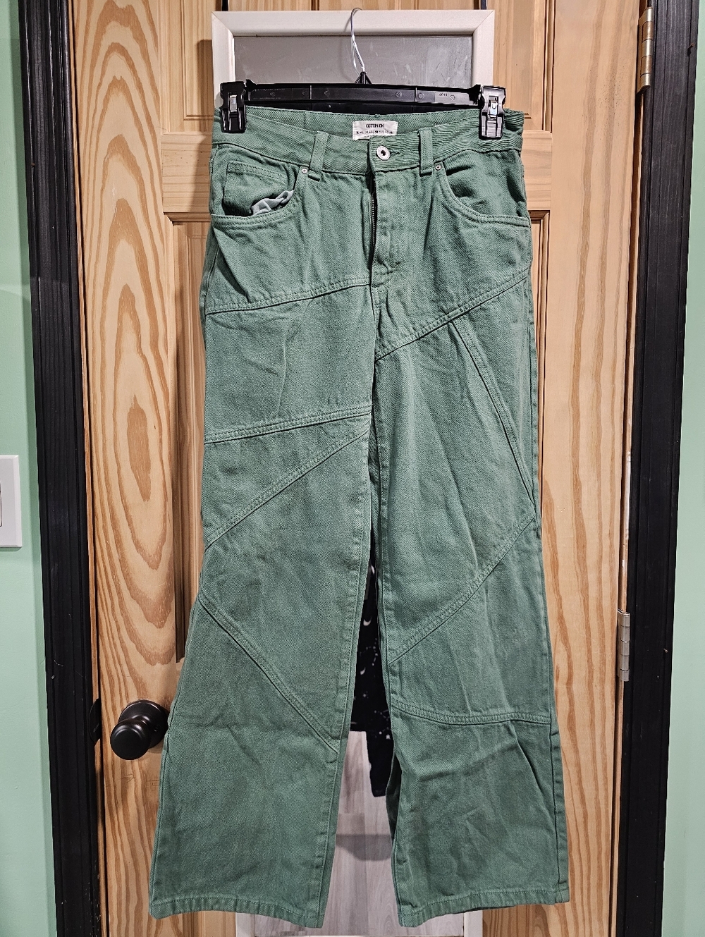 Cotton On Green Low Straight Panel Jeans
